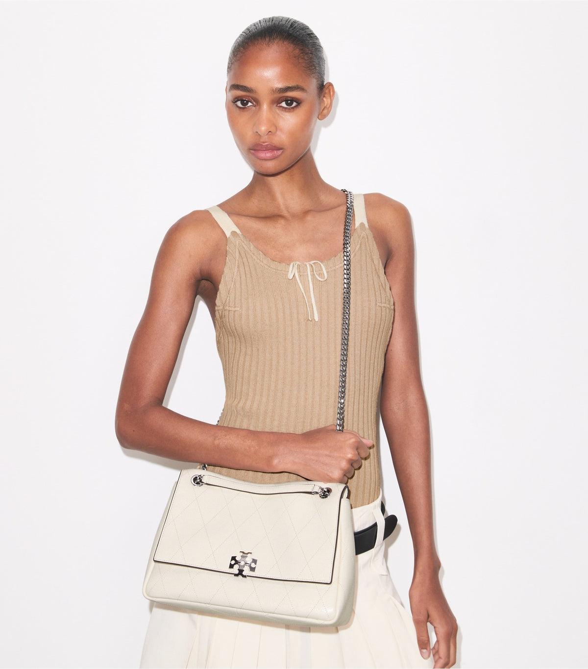 Charlie Quilted Shoulder Bag - Light Cream | Tory Burch Essential