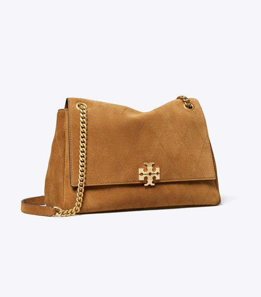 Charlie Quilted Suede Shoulder Bag - Caramel | Tory Burch Special Offer