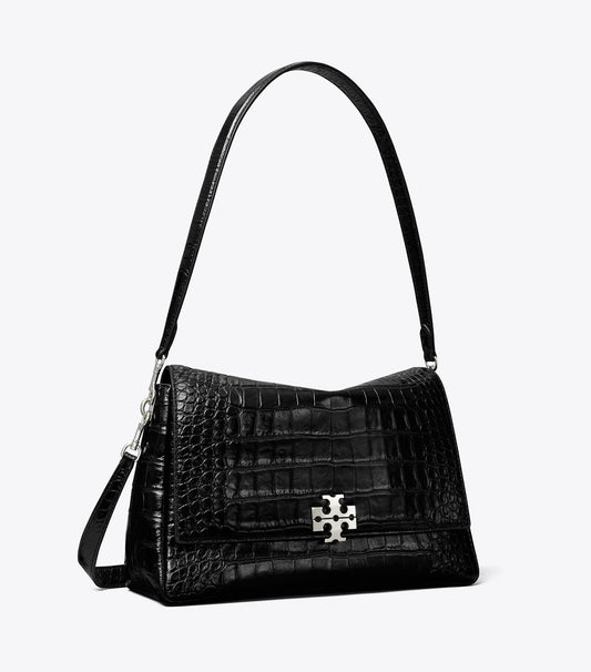 Charlie Croc-Embossed Shoulder Bag - Black | Tory Burch Top Pick