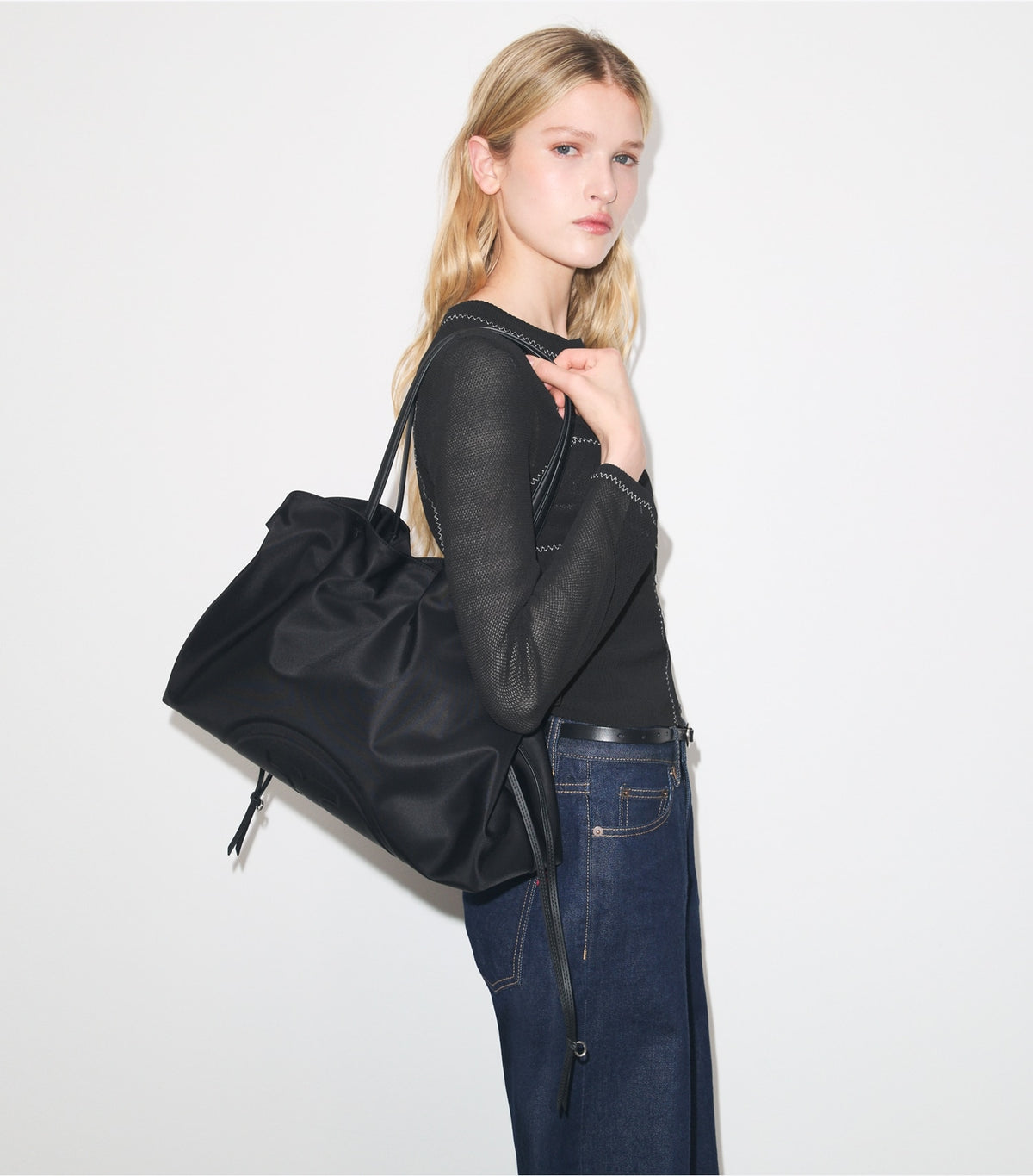 Ella Nylon Drawstring Tote - Black | Tory Burch Best Seller