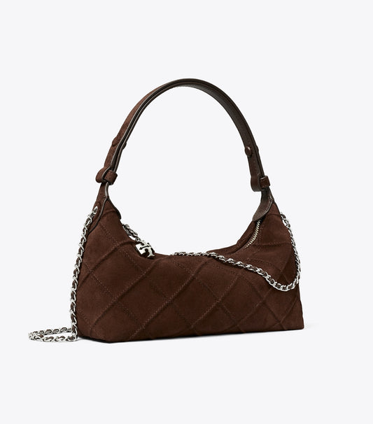 Fleming Suede Pochette - Dark Cocoa | Tory Burch Premium