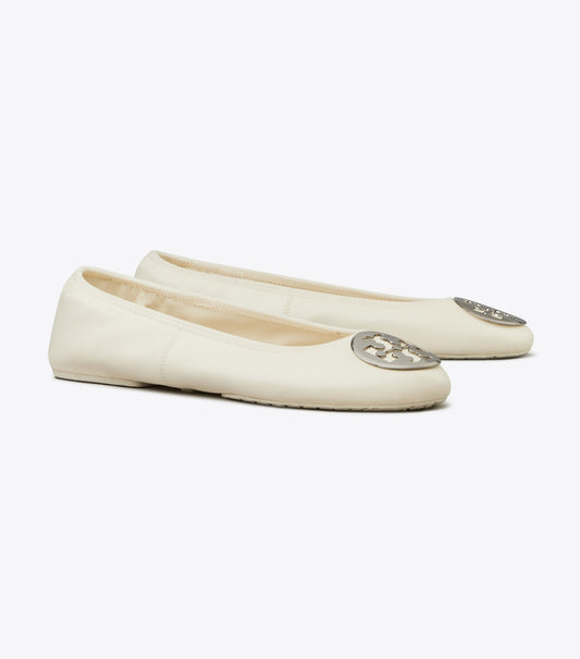 Reva Travel Ballet - Light Cream / Silver | Tory Burch Classic