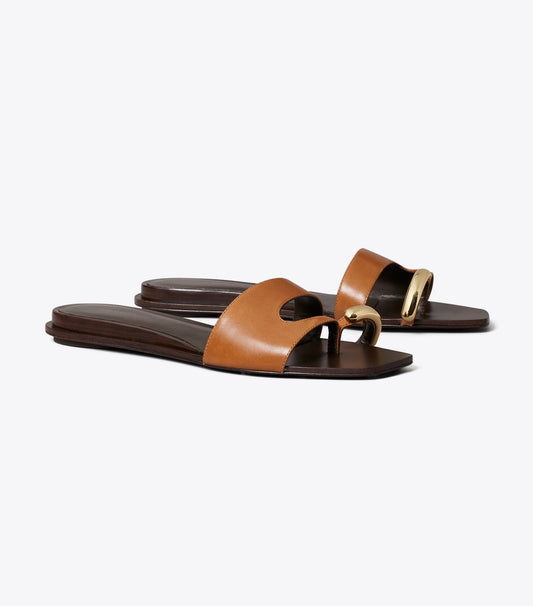 Pierced Slide - Tan / Gold | Tory Burch Hot Sale