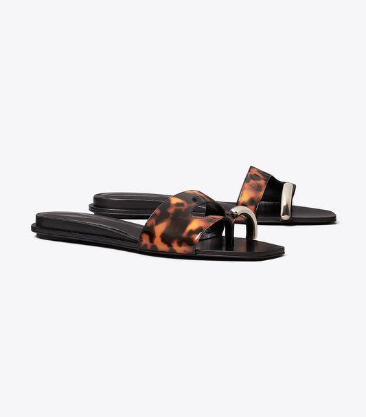 Pierced Slide - Tortoise / Silver | Tory Burch Popular