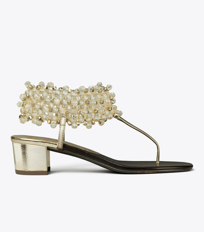 Beaded Heeled Sandal - Spark Gold | Tory Burch Quality