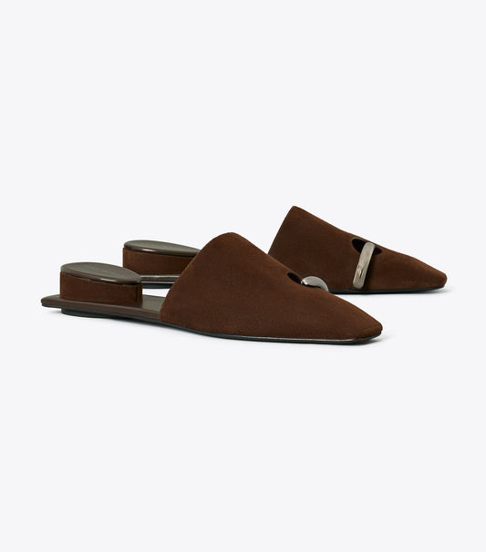Pierced Mule - Dark Cocoa / Silver | Tory Burch Best Seller