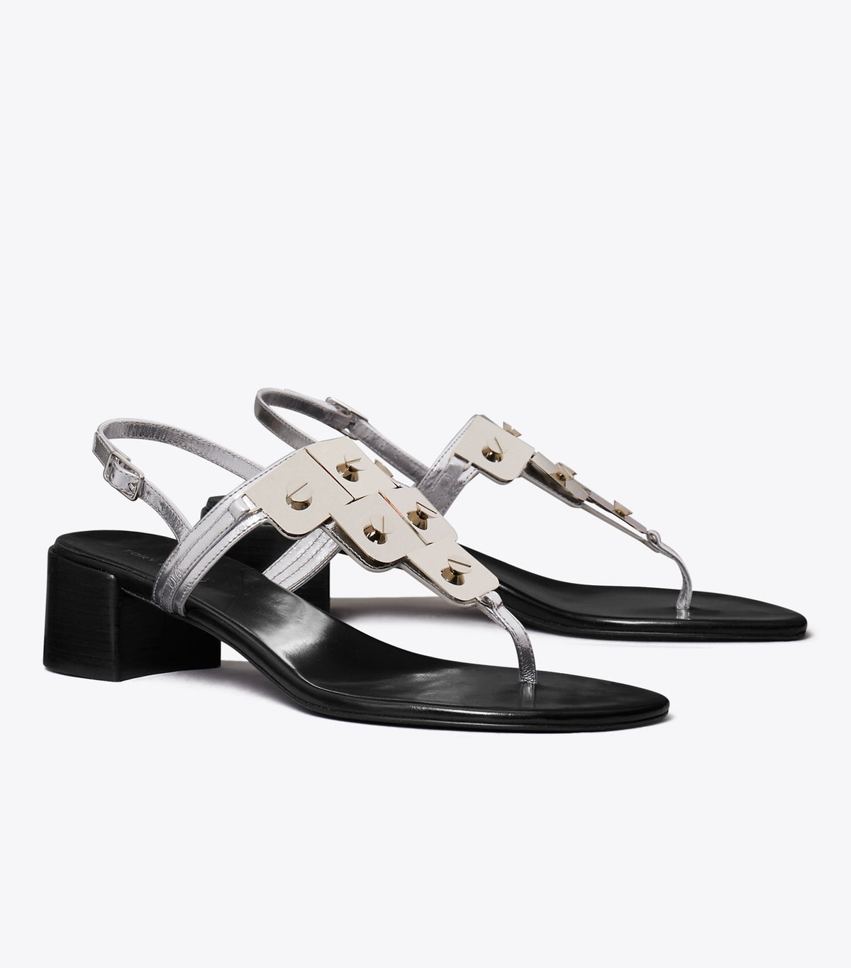 Gladiator Capri Heeled Sandal - Silver | Tory Burch Signature