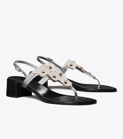 Gladiator Capri Heeled Sandal - Silver | Tory Burch Signature
