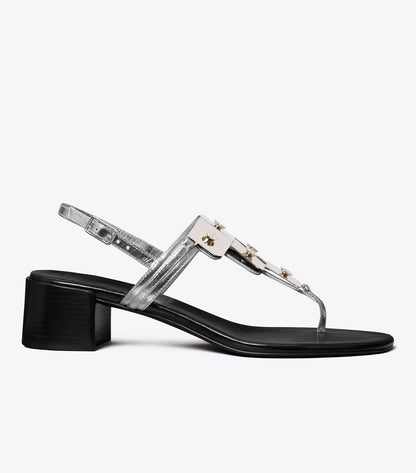 Gladiator Capri Heeled Sandal - Silver | Tory Burch Signature