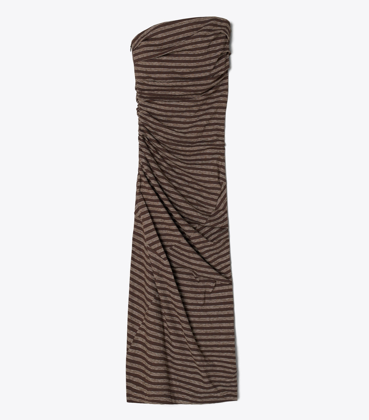 Striped Strapless Cotton Dress - Brown / Navy / White Youth Stripe | Tory Burch Value