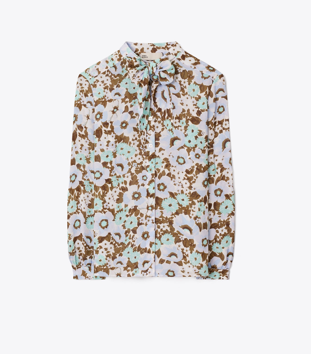 Printed Viscose Bow Blouse - Blue Floral | Tory Burch Best Price