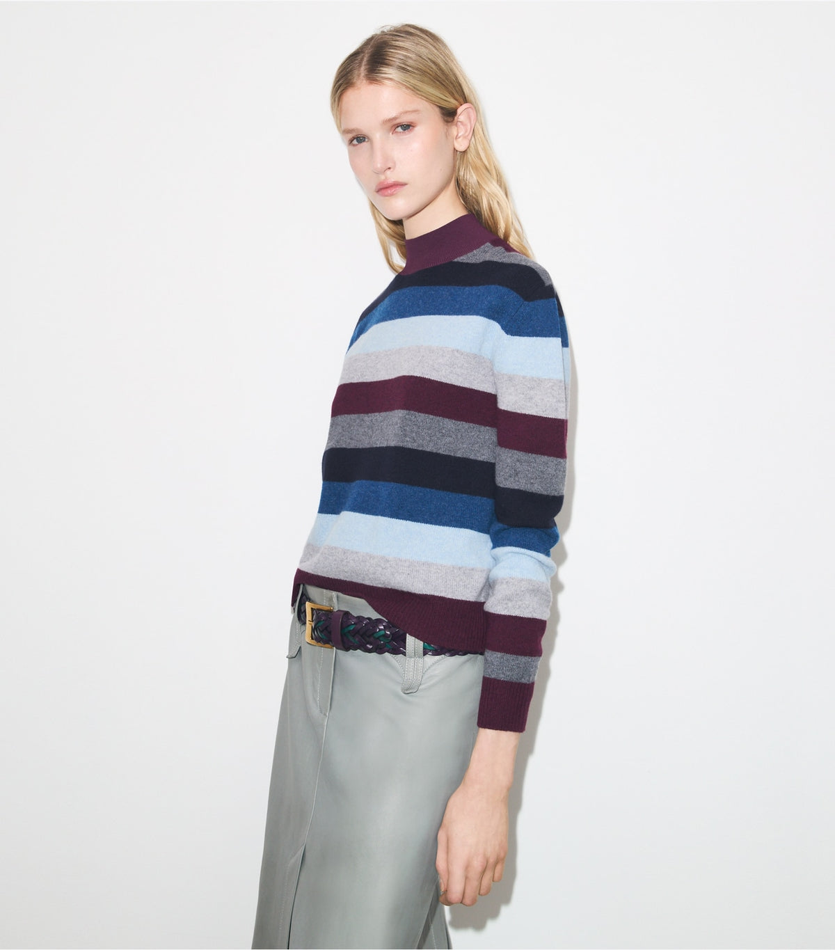 Merino Wool Turtleneck - Loganberry Multicolor Stripe | Tory Burch Discount