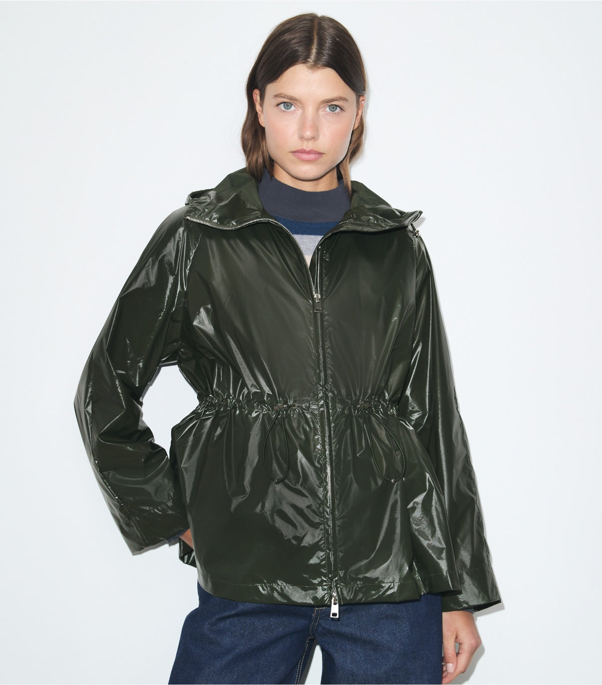 Nylon Cinched Jacket - Olive Green | Tory Burch Quality