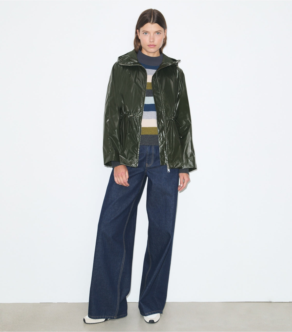 Nylon Cinched Jacket - Olive Green | Tory Burch Quality