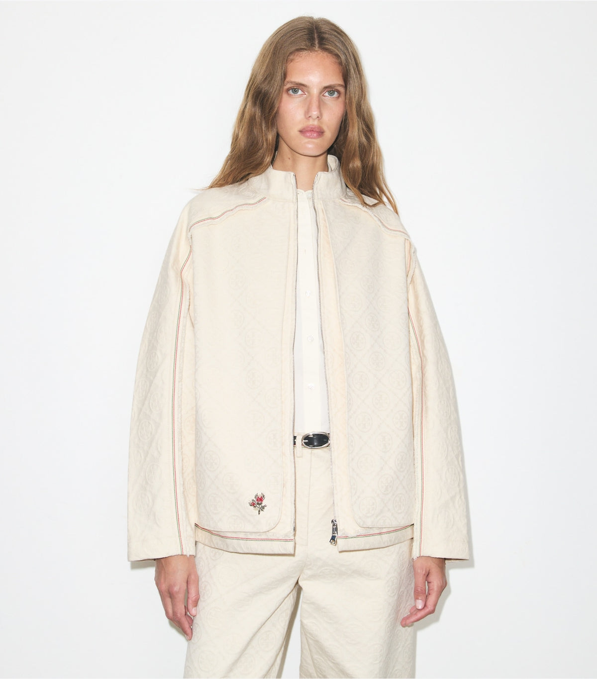 Denim Jacket - White/Ivory T Monogram | Tory Burch New