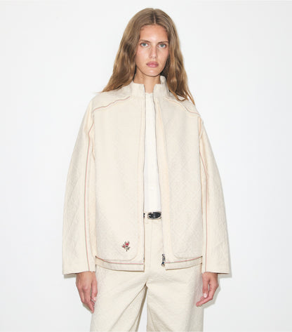Denim Jacket - White/Ivory T Monogram | Tory Burch New