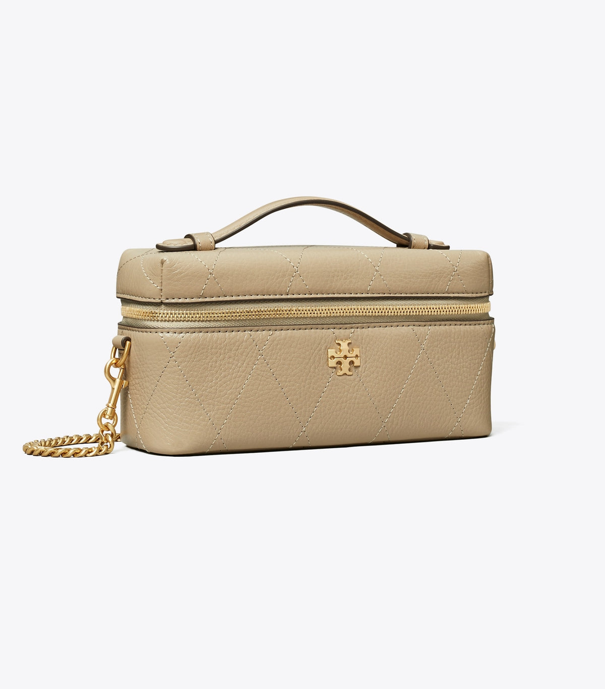 Charlie Quilted Vanity Case - Soft Cement | Tory Burch Discount