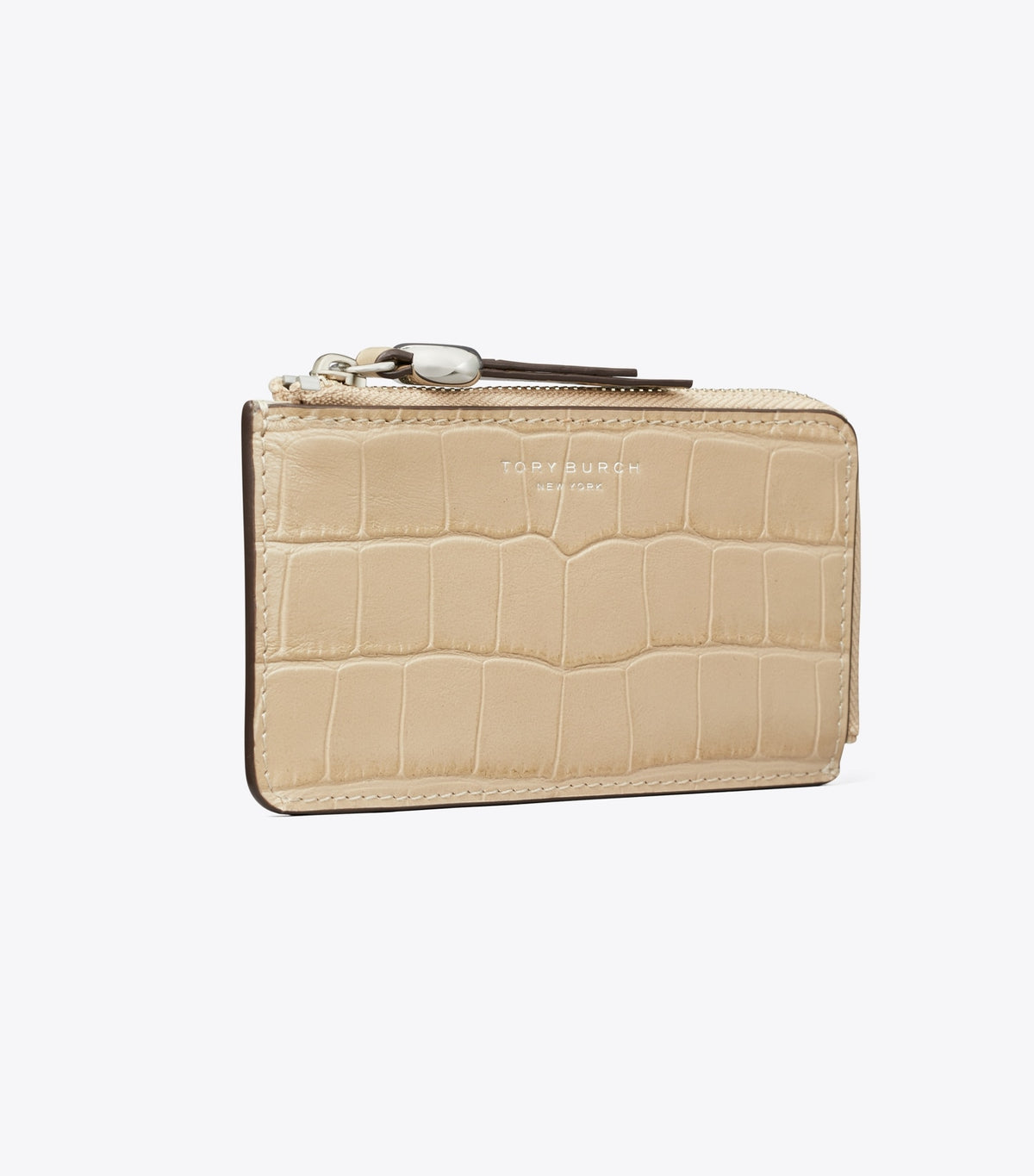 Romy Croc-Embossed Zip Card Case - Ginger Leaf | Tory Burch Value