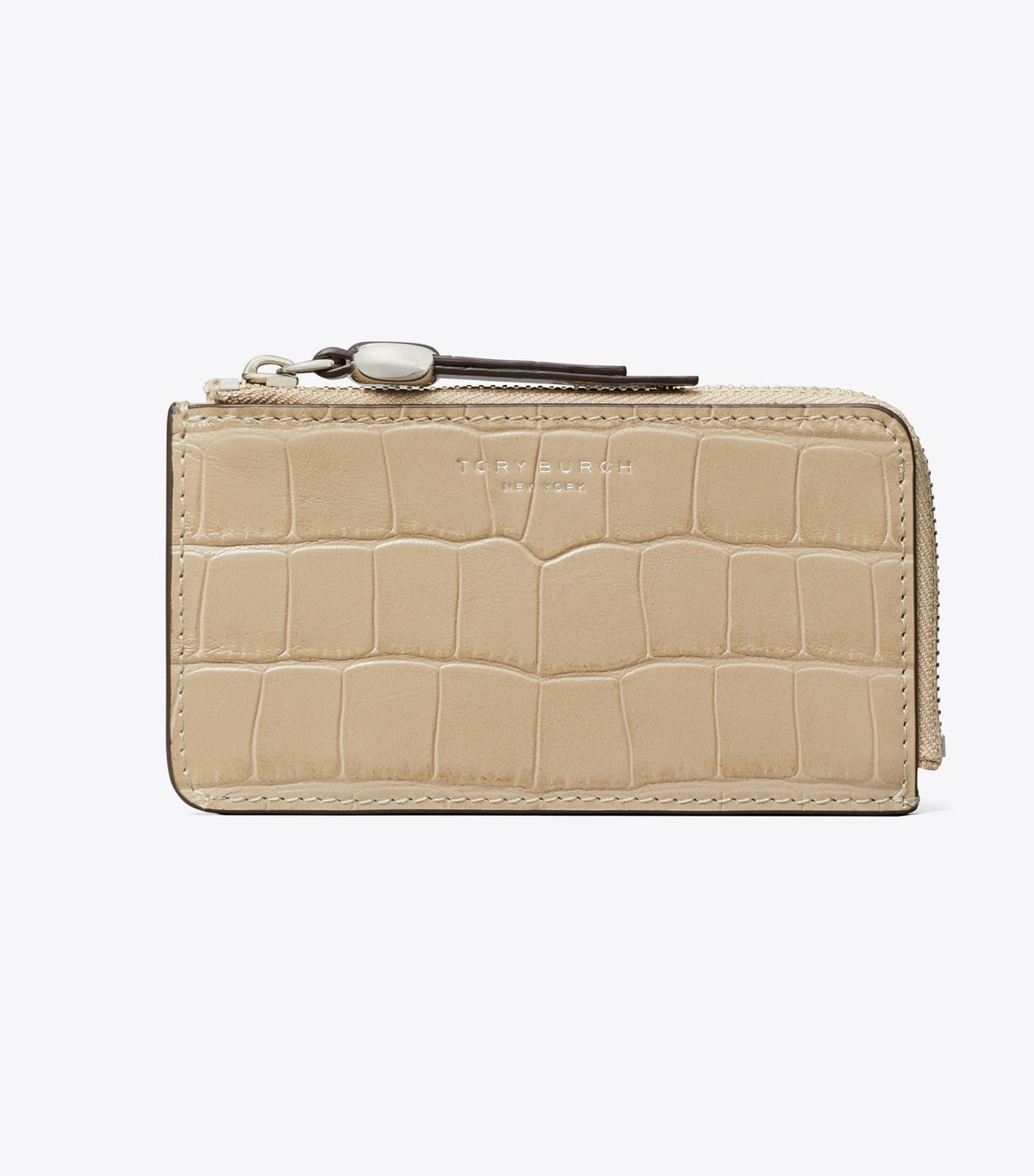 Romy Croc-Embossed Zip Card Case - Ginger Leaf | Tory Burch Value