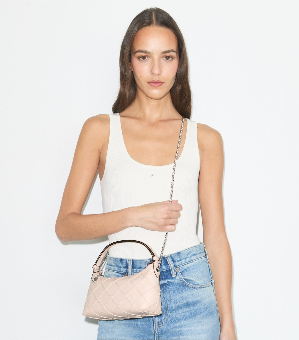 Fleming Distressed Pochette - Soft Pink | Tory Burch Value