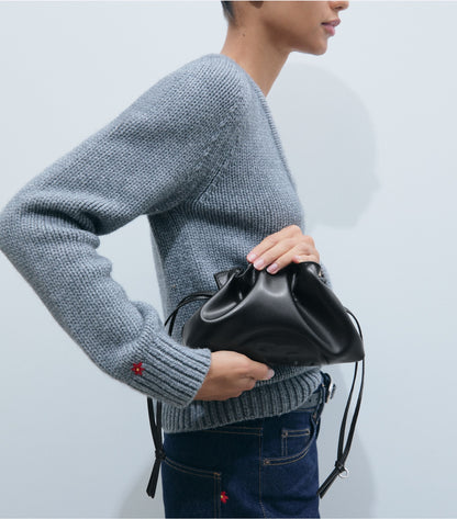 Ella Recycled Drawstring Pouch - Black | Tory Burch Signature