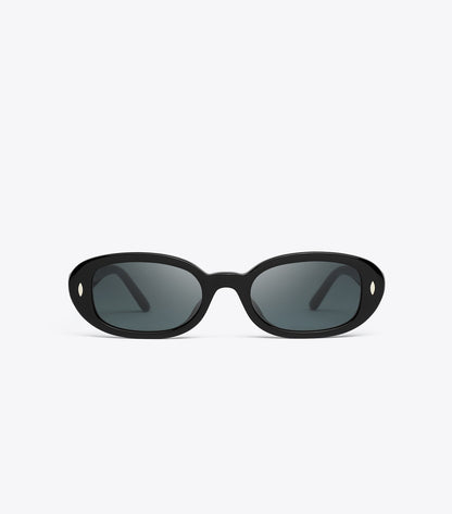Miller Oval Sunglasses - Black/Dark Grey | Tory Burch Exclusive