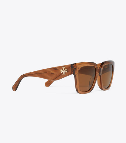 Kira Square Sunglasses - Transparent Whiskey | Tory Burch Best Seller