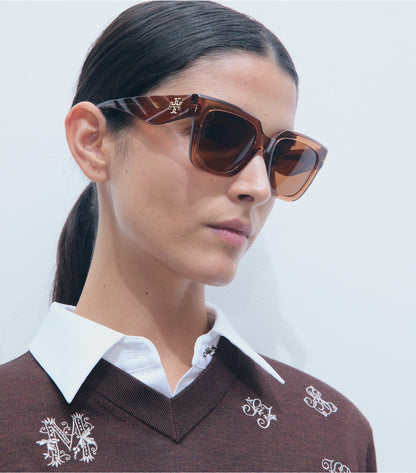 Kira Square Sunglasses - Transparent Whiskey | Tory Burch Best Seller