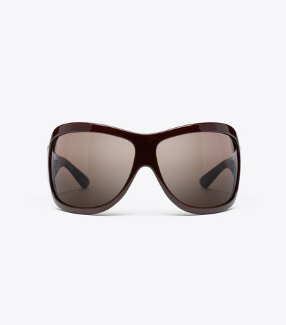 Runway Wrap Sunglasses - Red/Brown/Brown | Tory Burch Smart Buy