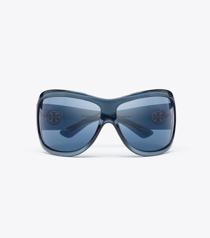 Runway Wrap Sunglasses - Transparent Navy/Dark Blue | Tory Burch Special Offer