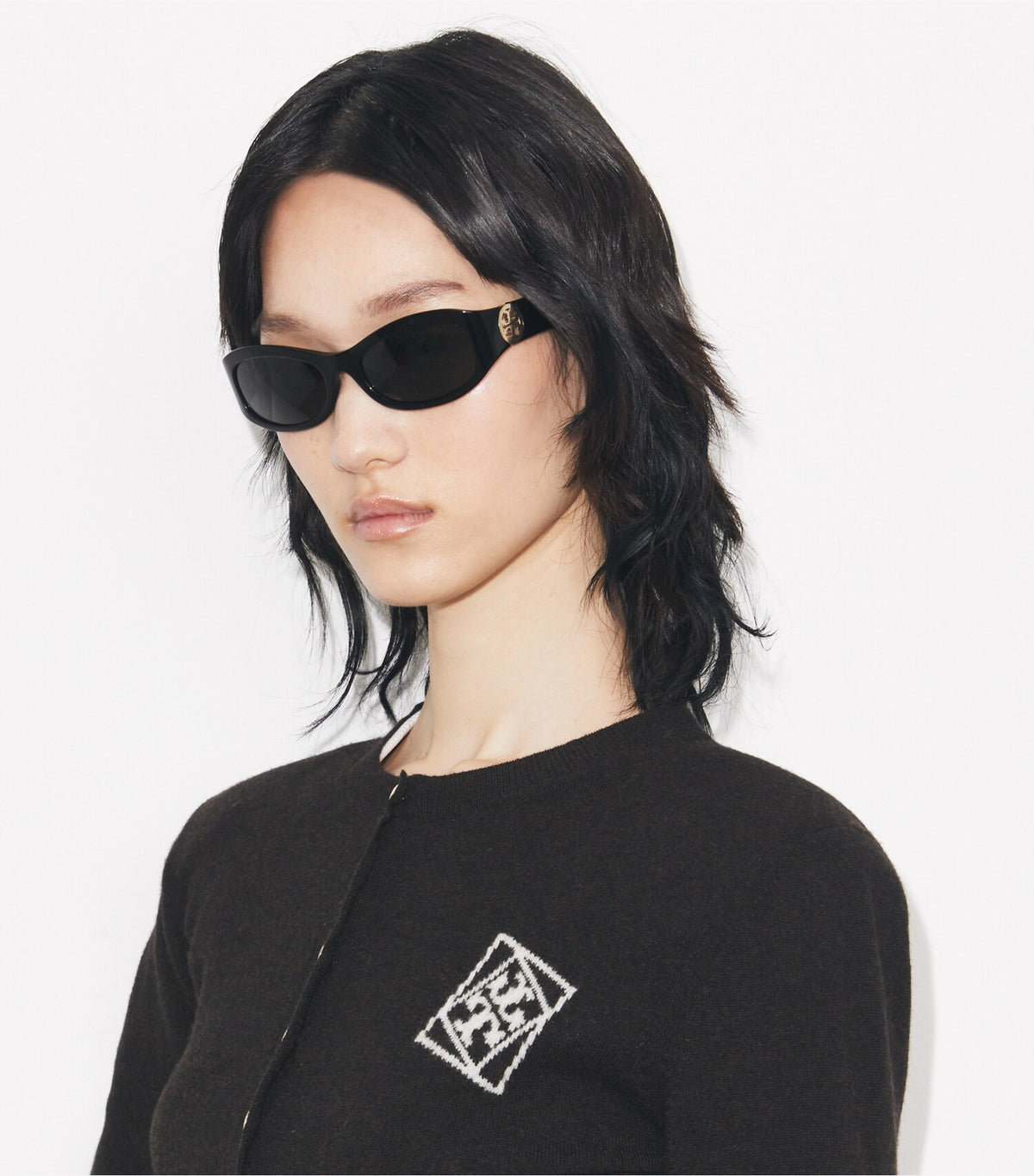 Miller Rectangle Sunglasses - Black/Dark Gray | Tory Burch Popular