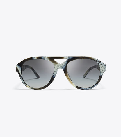 Miller Pilot Sunglasses - Ivory Brown Horn/Light Gray Gradient | Tory Burch Essential