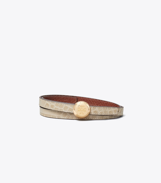 Romy Croc-Embossed Reversible Belt - Light Hickory / Sweet Maple | Tory Burch Everyday