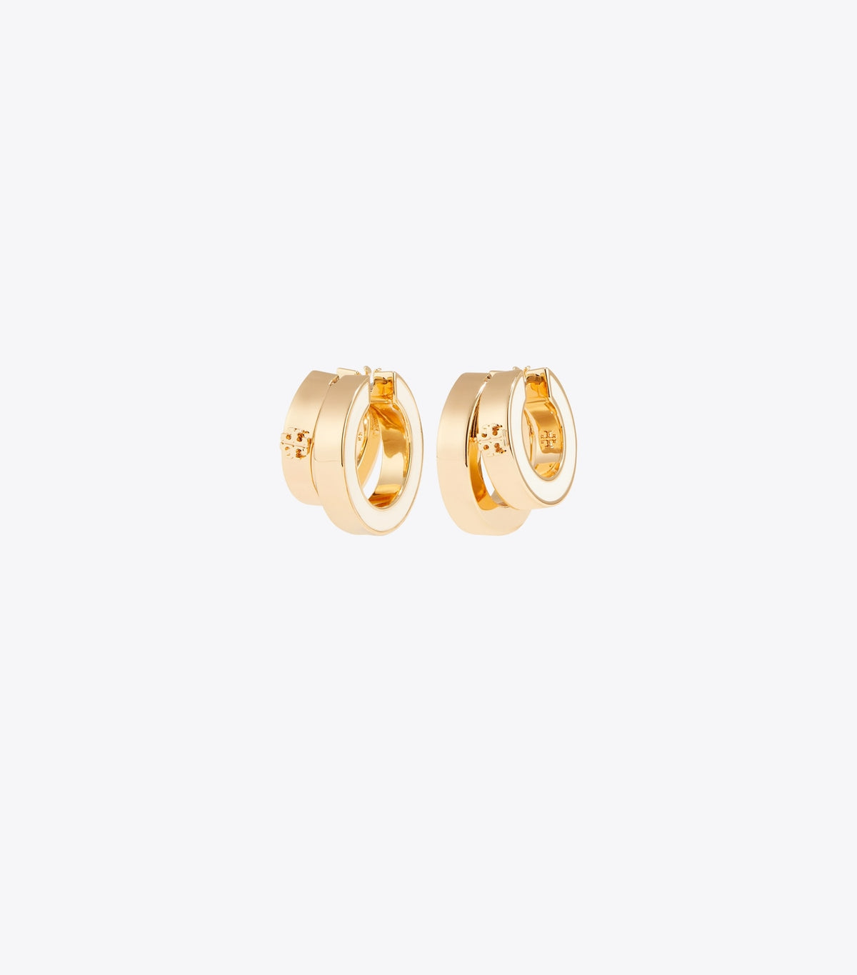 Icon Enamel Double Hoop Earrings - Tory Gold / New Ivory | Tory Burch Latest