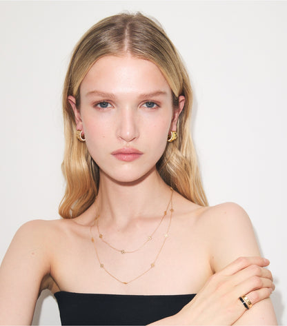 Icon Enamel Double Hoop Earrings - Tory Gold / New Ivory | Tory Burch Latest