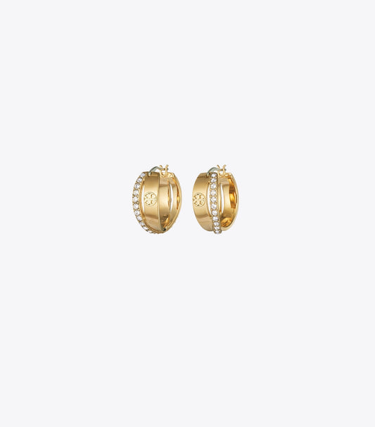 Icon Pavé Double Hoop Earring - Tory Gold / Crystal | Tory Burch Trusted