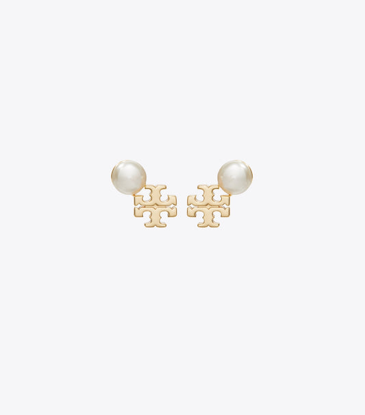 Moondance Logo and Pearl Stud Earrings - Tory Gold / Pearl | Tory Burch Signature
