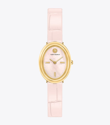 Oval Watch - Pink Mother-Of-Pearl/Pink Faux Croc/Gold | Tory Burch Best Seller