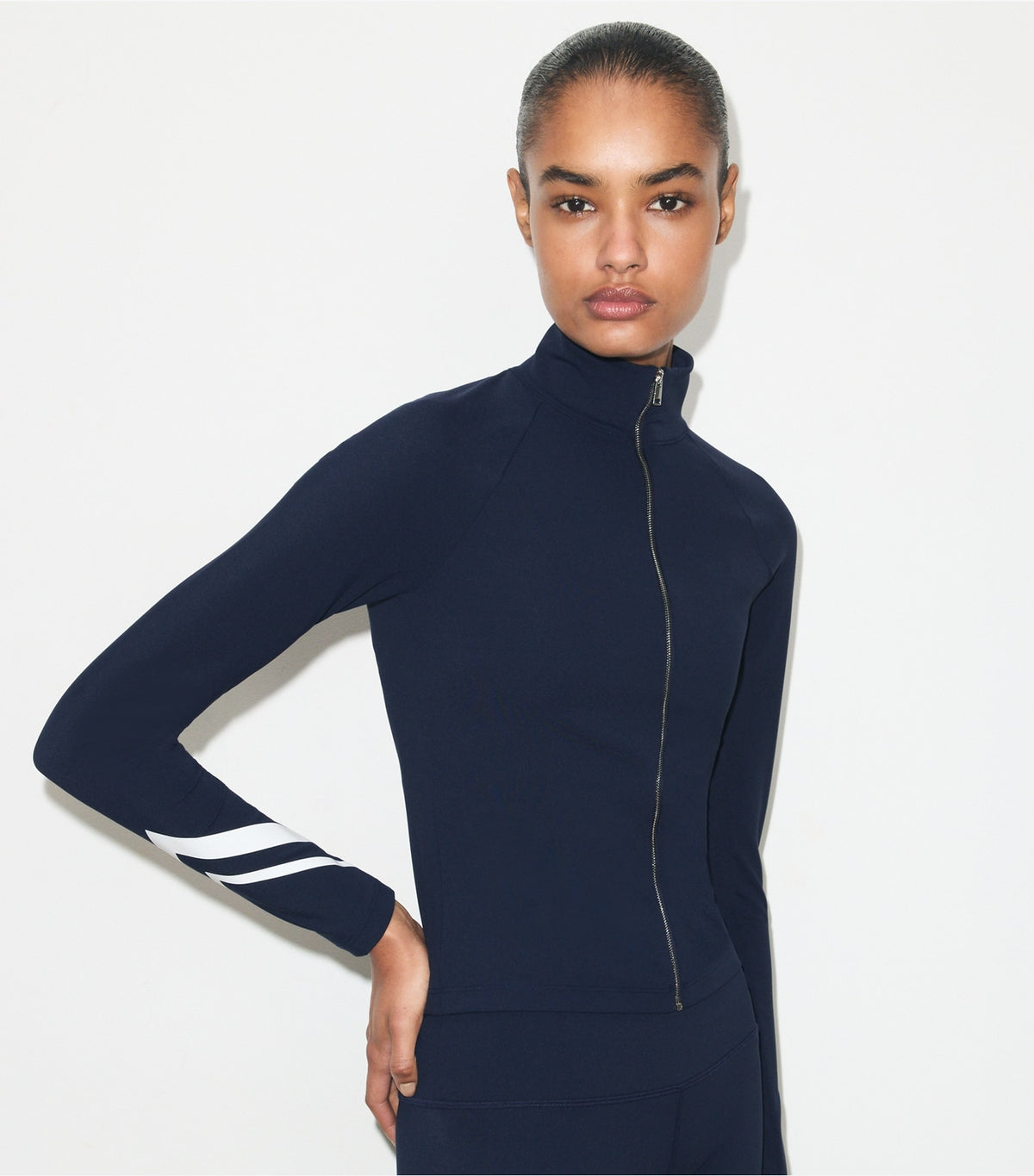 Chevron Full-Zip Jacket - Tory Navy | Tory Burch Sale