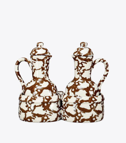 Spongeware Oil & Vinegar Set - Brown | Tory Burch Value