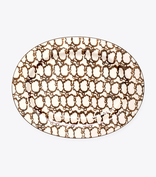 Spongeware Oval Serving Platter - Brown / Smoke | Tory Burch Everyday