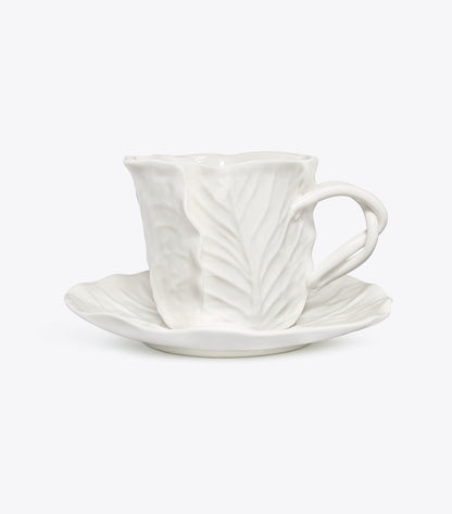Lettuce Ware Cup & Saucer, Set of 2 - White | Tory Burch Latest