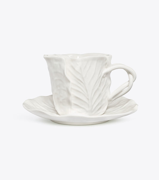 Lettuce Ware Cup & Saucer, Set of 2 - White | Tory Burch Latest