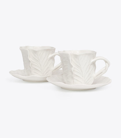 Lettuce Ware Cup & Saucer, Set of 2 - White | Tory Burch Latest