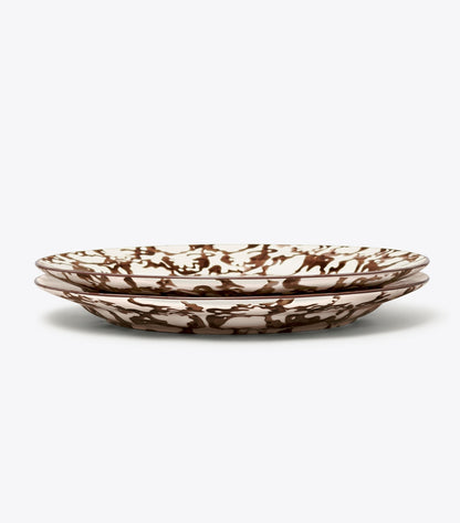 Spongeware Dinner Plate, Set of 2 - Brown/Smoke Ring | Tory Burch Smart Buy