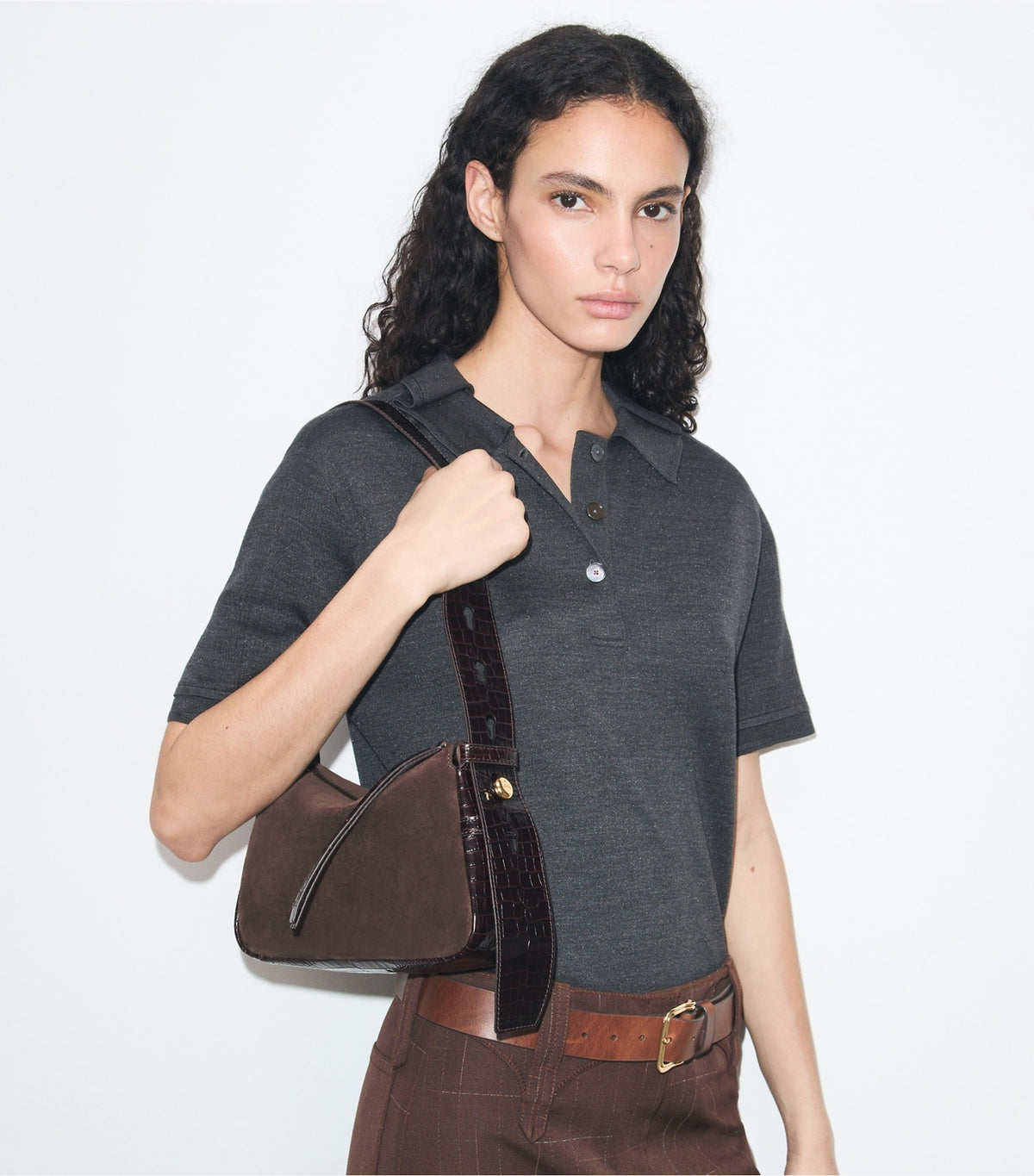 Small Romy Suede Shoulder Bag - Dark Cocoa | Tory Burch Popular