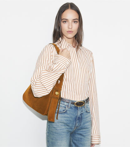 Romy Suede Shoulder Bag - Caramel | Tory Burch Smart Buy
