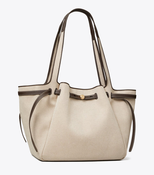 Romy Canvas Tote - Dusty Almond/ Bianco White | Tory Burch Trending