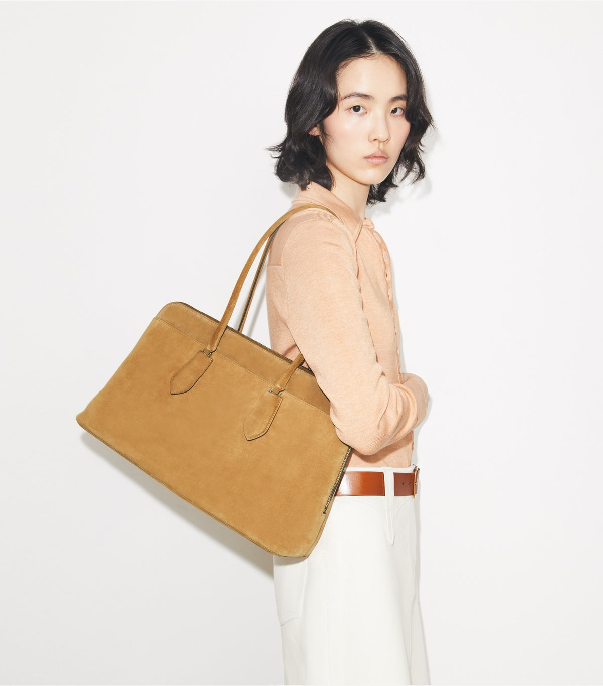 Lock Suede Satchel - Toffee | Tory Burch Essential