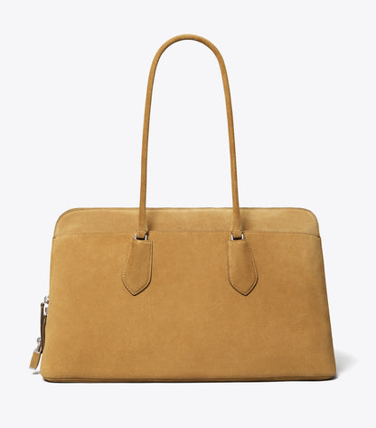 Lock Suede Satchel - Toffee | Tory Burch Essential